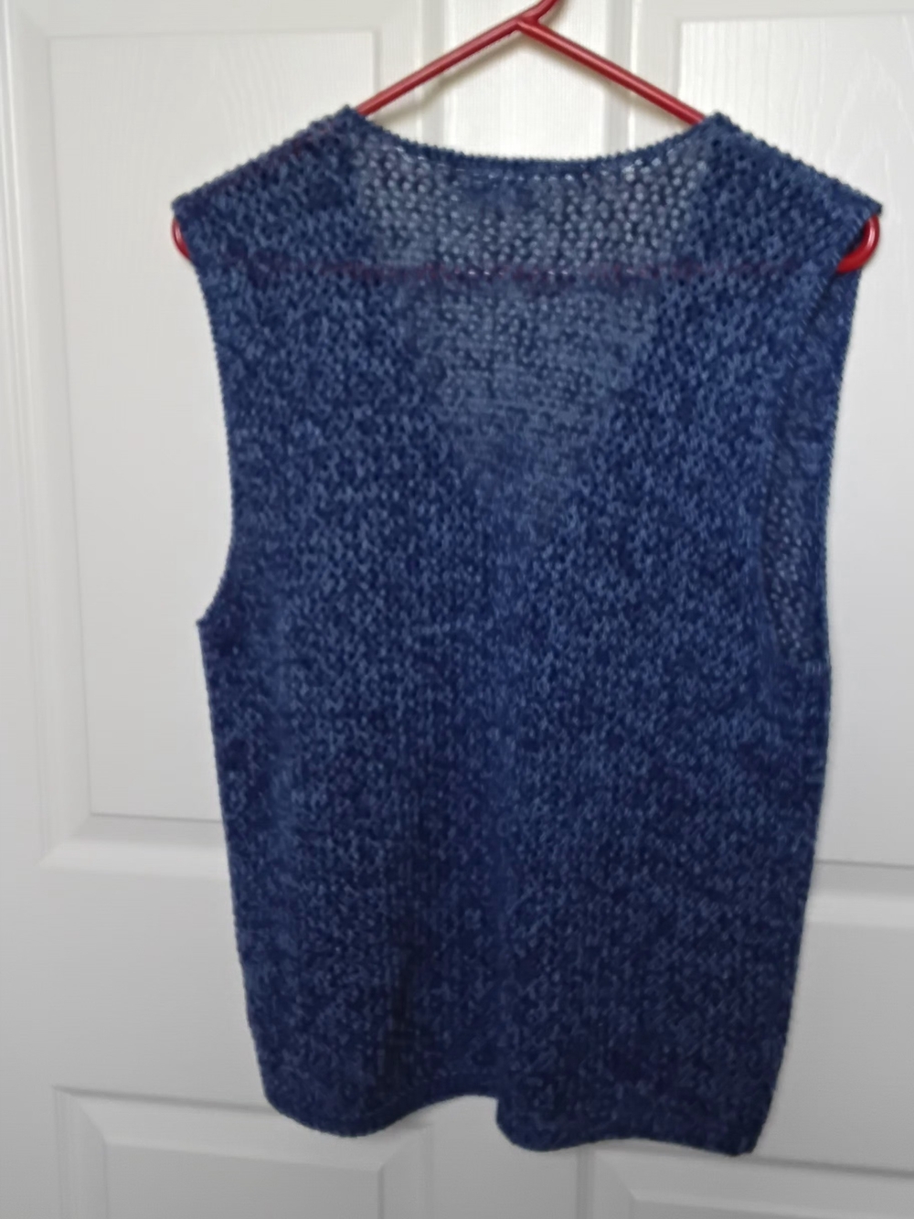 Koret Blue Floral Knit Appliqued Beaded Vest Cardigan - Picture 3 of 6